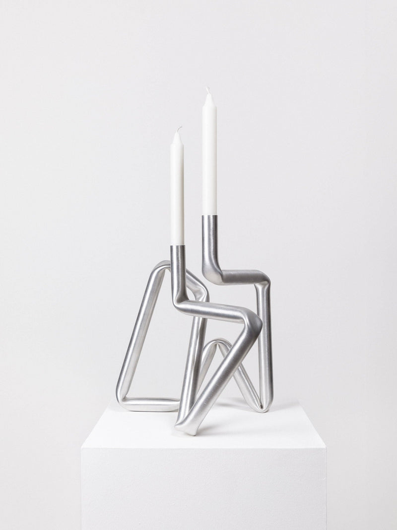 Bucati Candle Holder (brushed aluminium) by AOT STUDIO | The Oblist