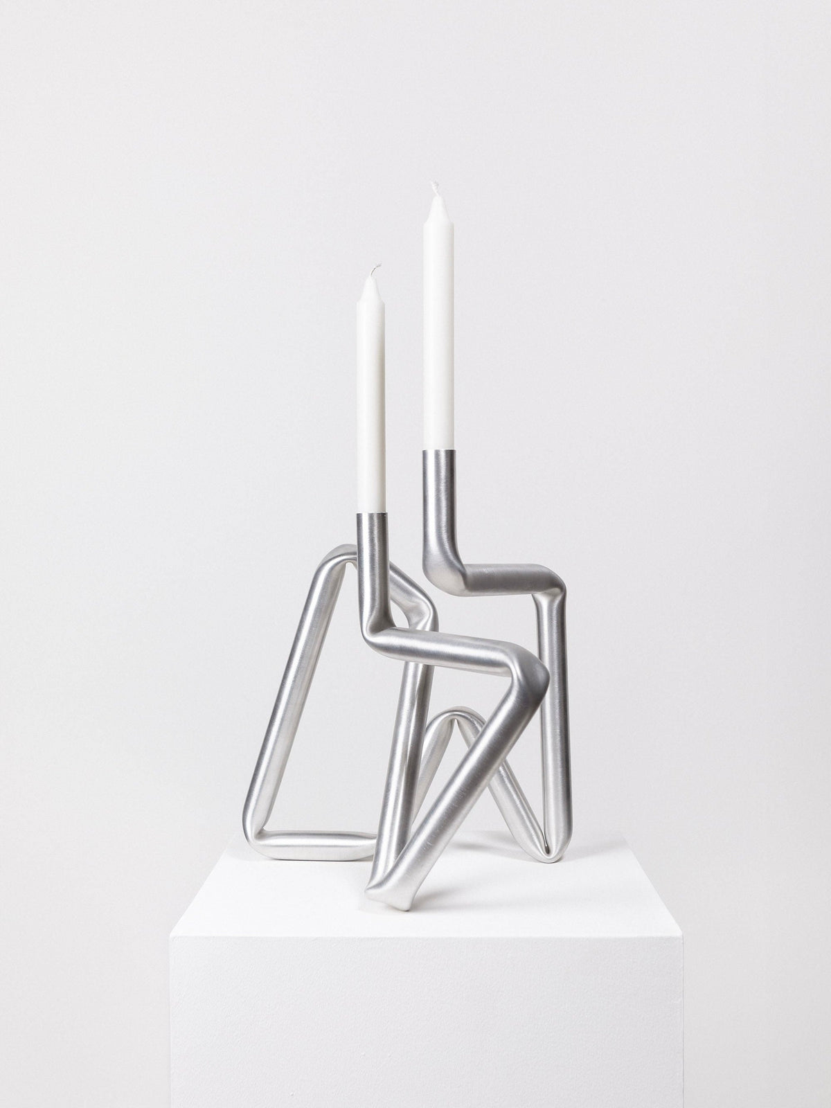 Bucati Candle Holder (brushed aluminium) by AOT STUDIO | The Oblist