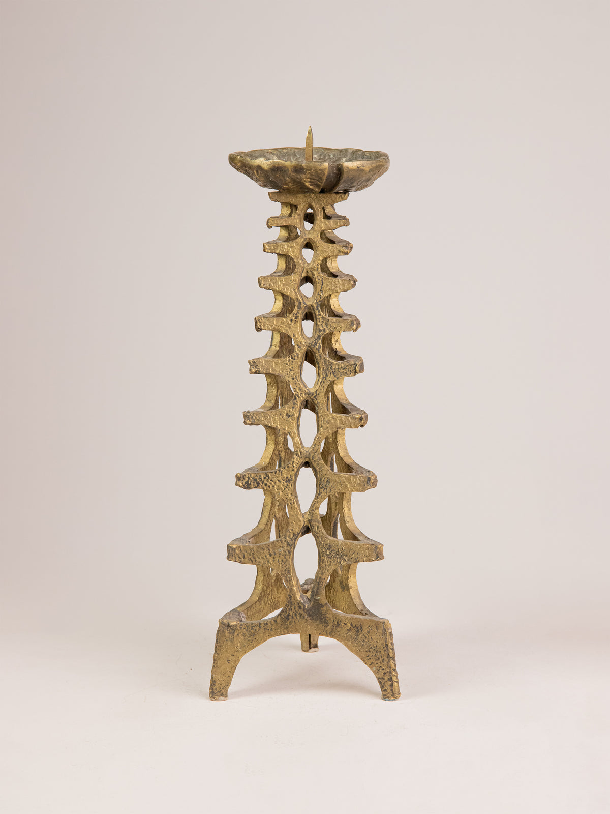 Tall Brutalist Bronze Floor Candleholder by Studio Ecubed | The Oblist — handcrafted bronze design