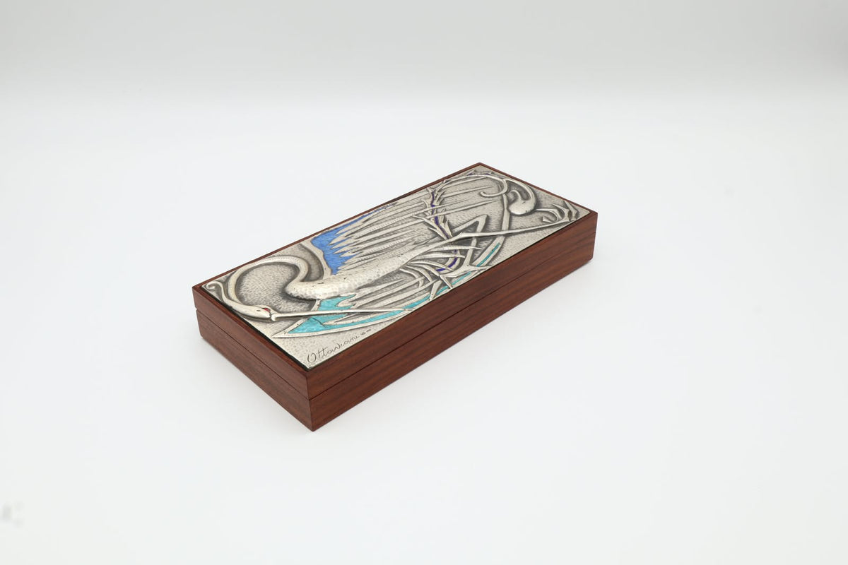 Ottaviani Mid-Century Silver & Enamel Rosewood Box – Italy (c. 1960) by Forma Finds | The Oblist
