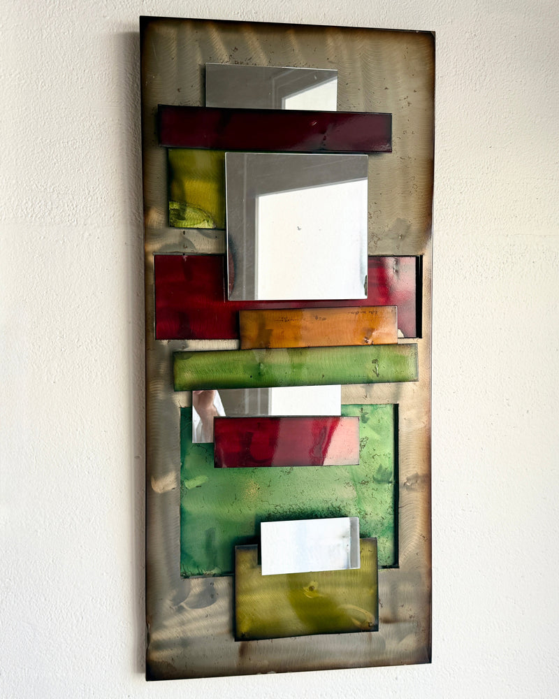 Large Polychrome Metal Mirror — 1970s by Ultra Galerie | The Oblist