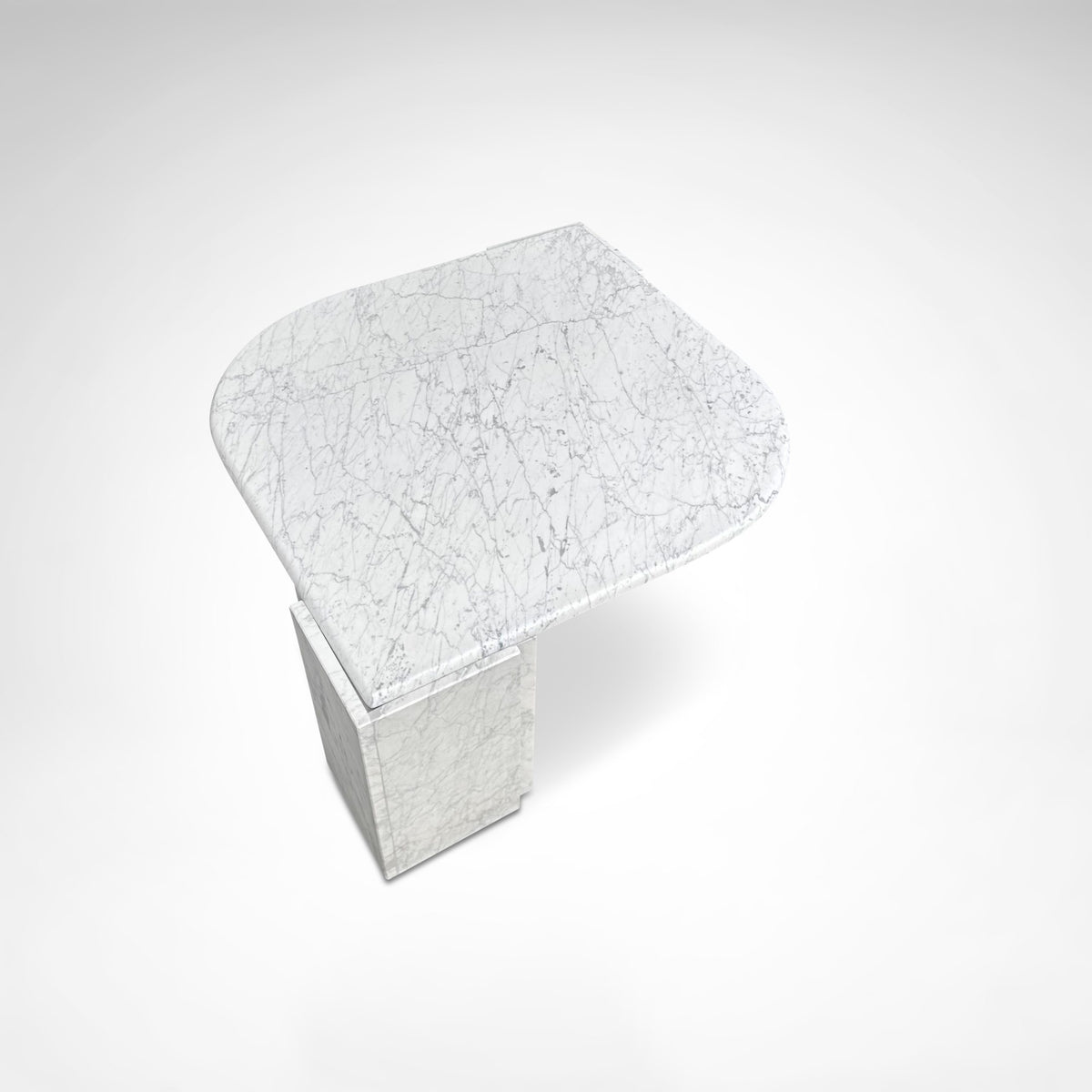 Carrara Marble Teardrop Coffee Table Germany 1980s — back view highlighting marble surface and base