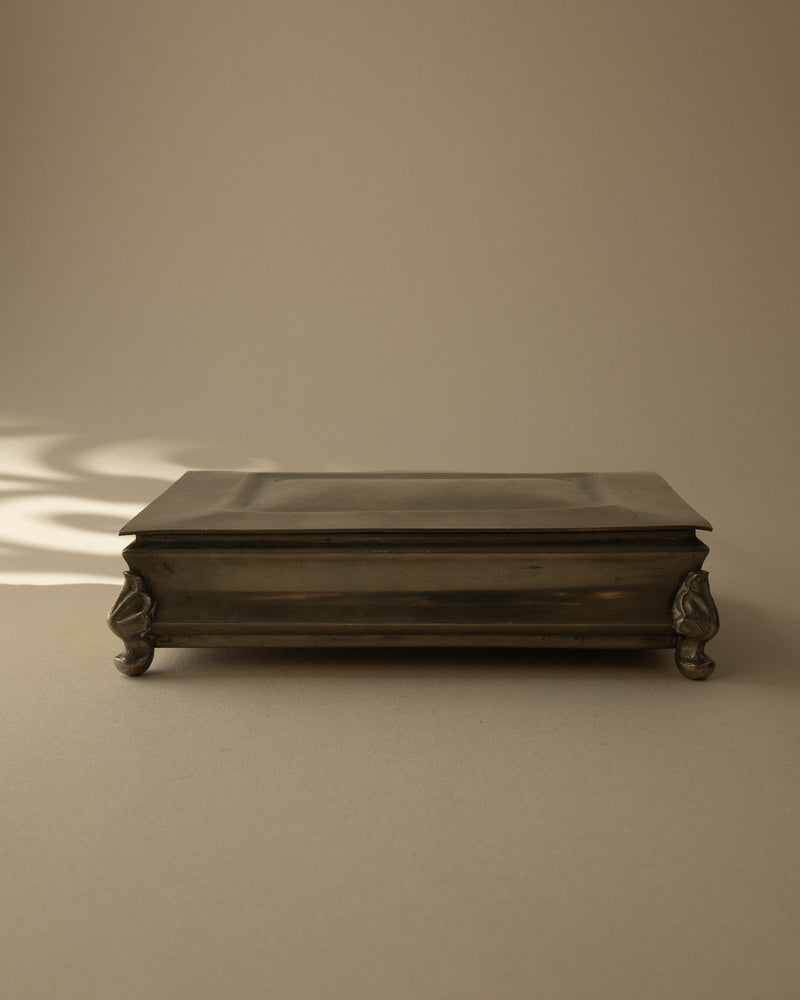 Mabos Swedish Grace Pewter Box on Sculpted Corner Feet (c. 1930s) by Trove Paris | The Oblist