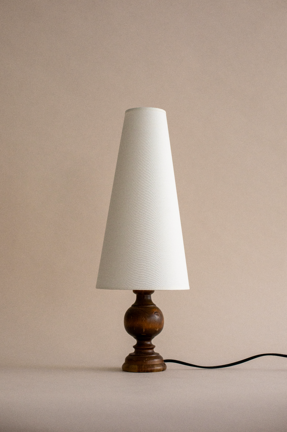 Sintra table lamp with white conical shade and dark wood base