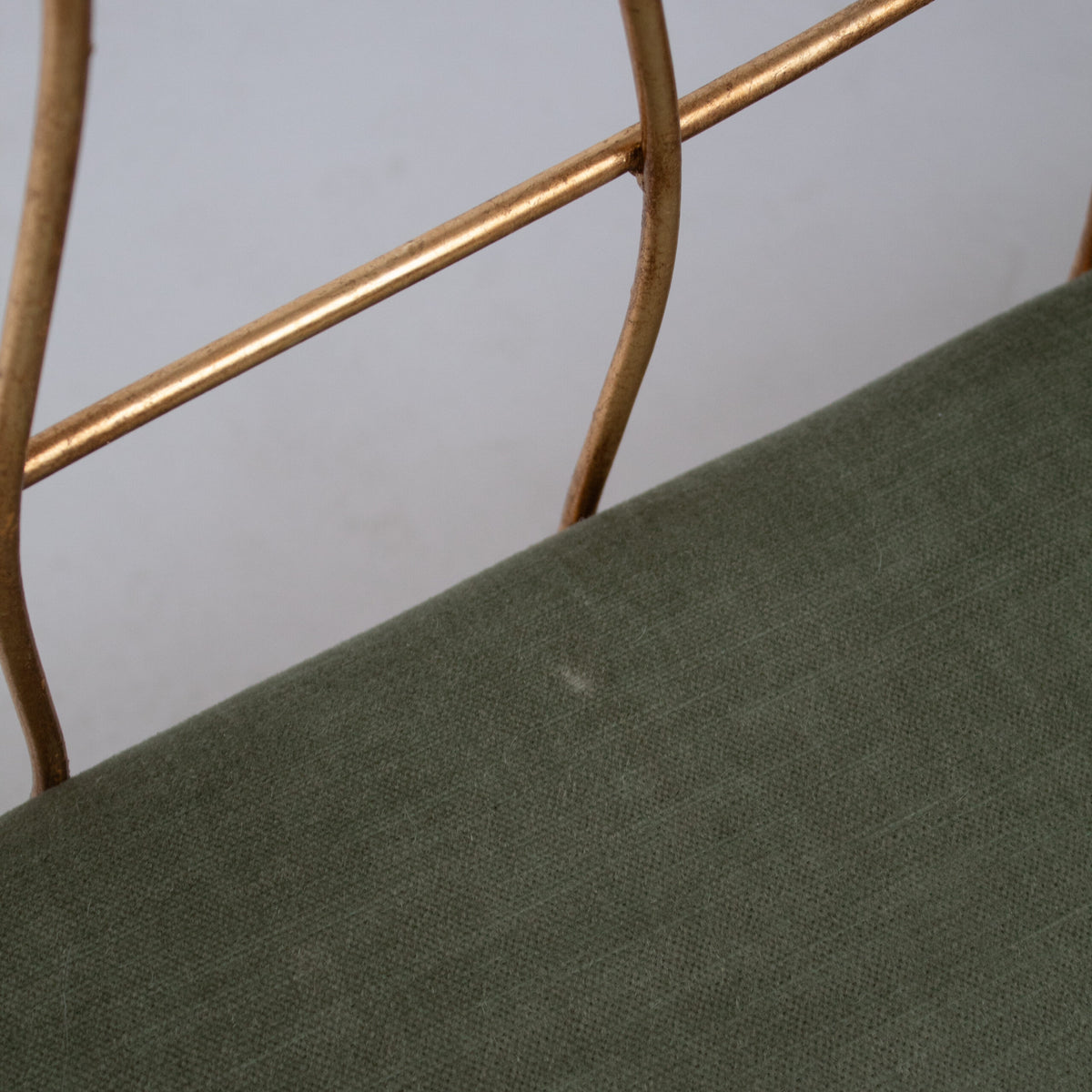 Sculptural Gilt Metal Bench with Green Upholstery — view 10