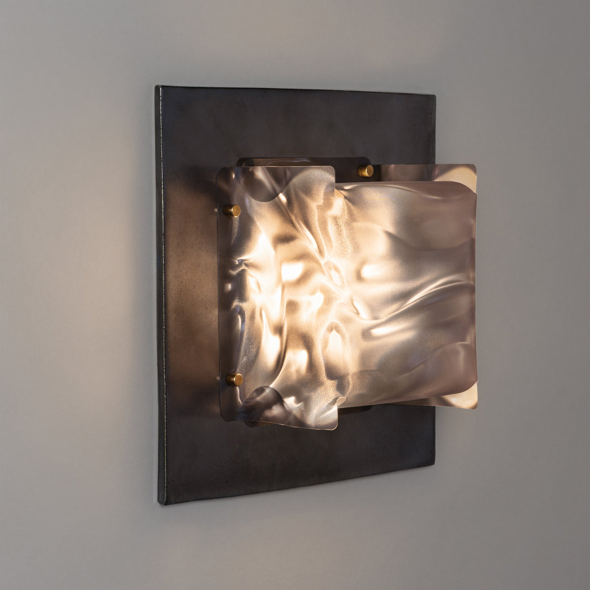 Field Square Sconce, Graphite / Moire — side angle