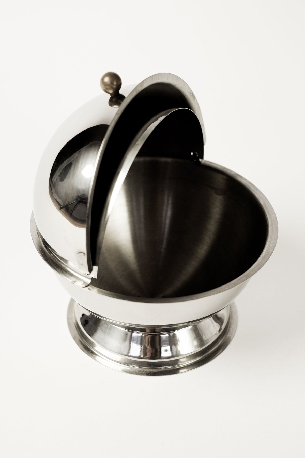 Circle Sugar Bowl — back view showing polished stainless steel finish