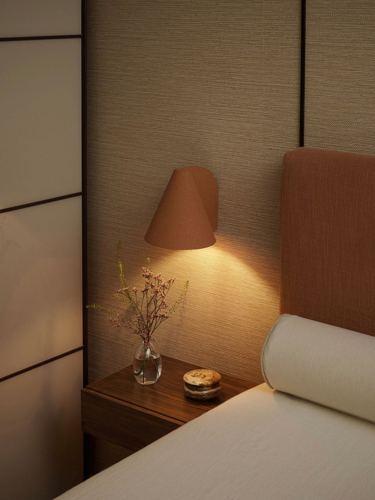 "Esoteric" Almond Brown Wall Light — close-up