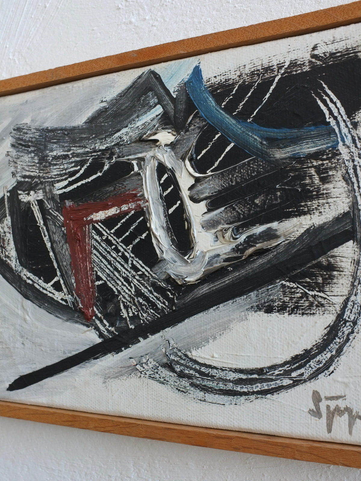Lars Sjögren abstract oil painting detail with black brushstrokes