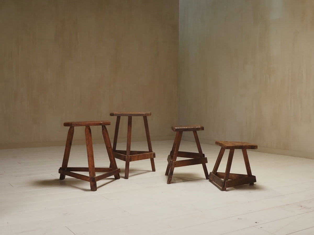 Set of 19th Century English Antique Oak Cutler's Stools — view 9