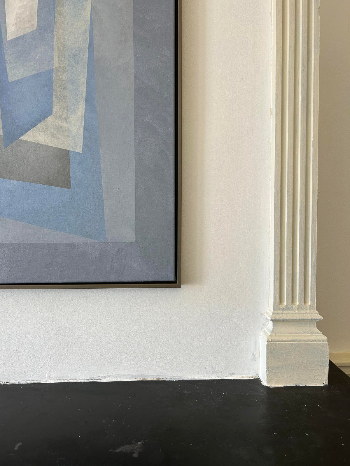 Floating Painting — top view of framed artwork in minimalist setting