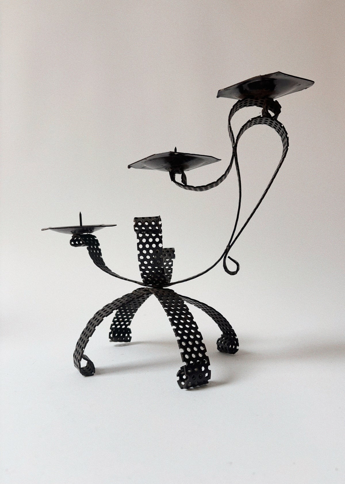 Handmade Metal 3 Arm Candleholder, Poland by Huerto | The Oblist — black metal design