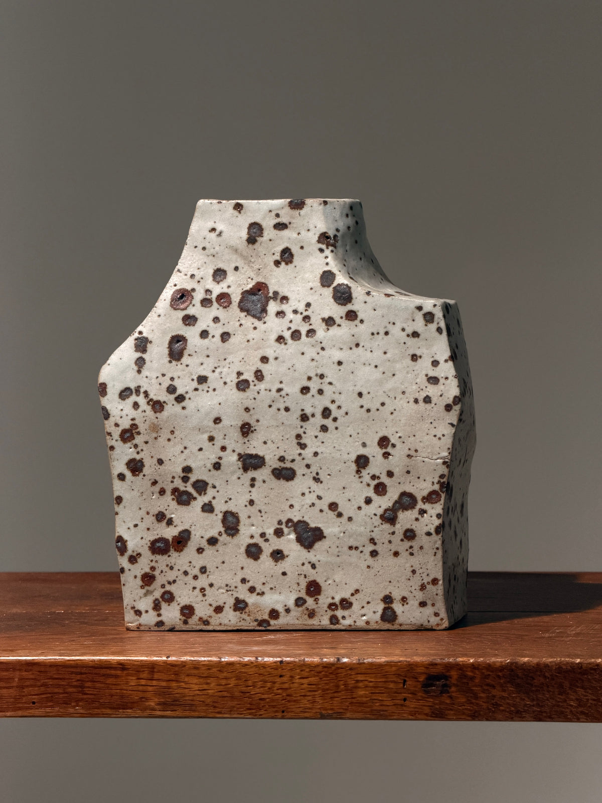 Geometric stoneware vase with pyrite glaze, France, circa 1960. — alternate view