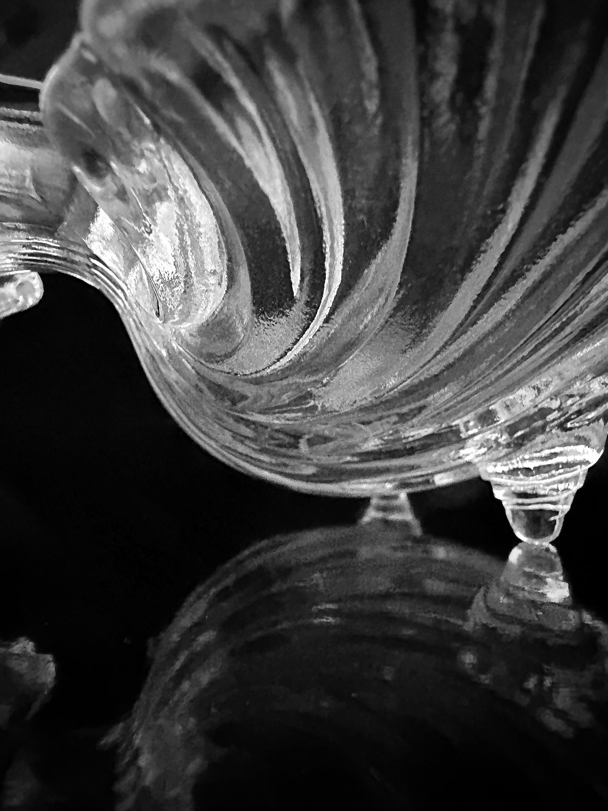 1980s Shell Shaped Crystal Glass Bowl Collection — close-up