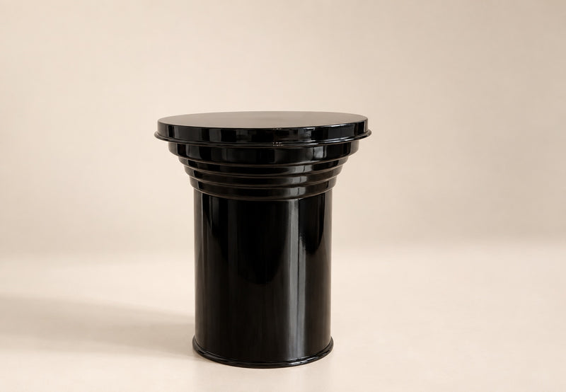 Small Glossy Black Metal Side Table in Aluminium by CASPAL | The Oblist