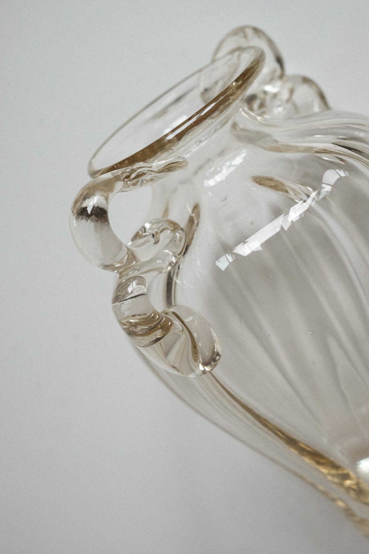 Elegant Handcrafted Glass Vase with Decorative Handles — view 9