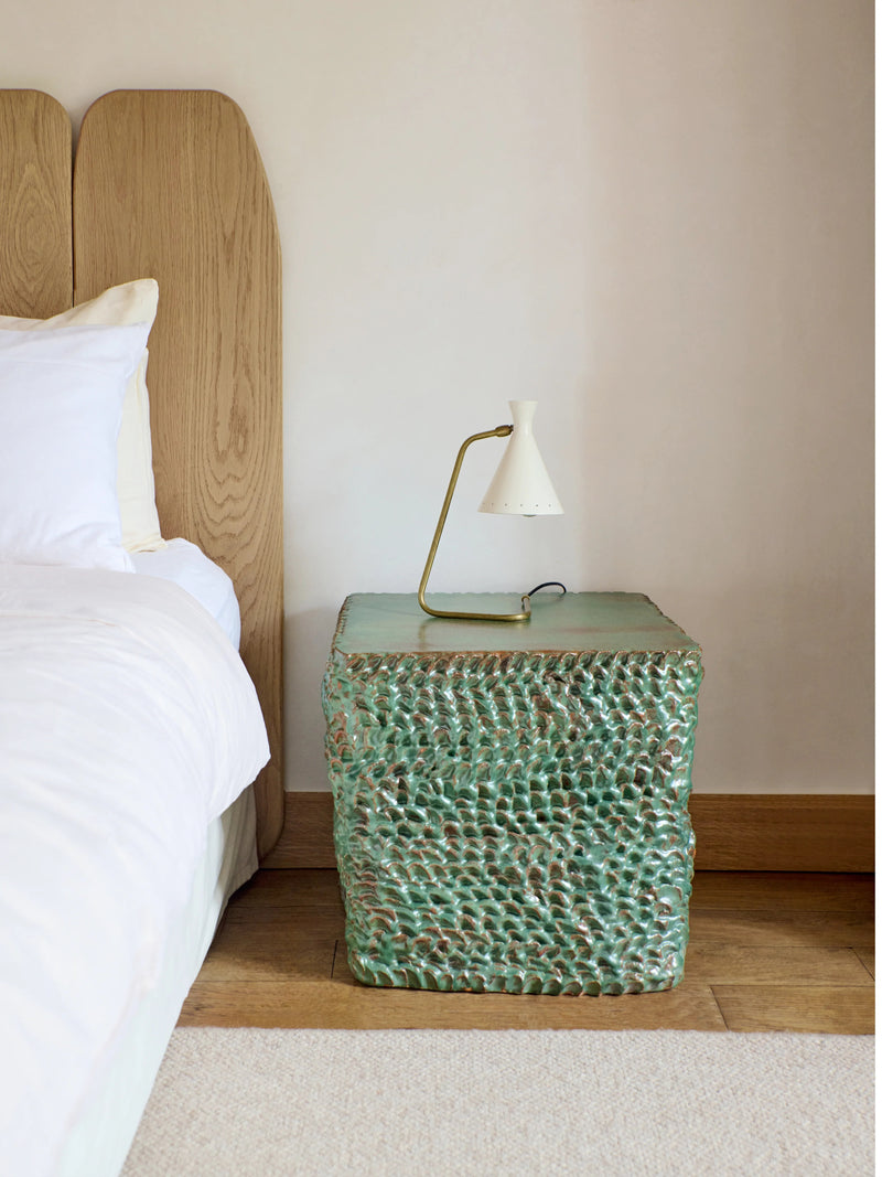 Casa - green textured ceramic side table by Project 213A | The Oblist