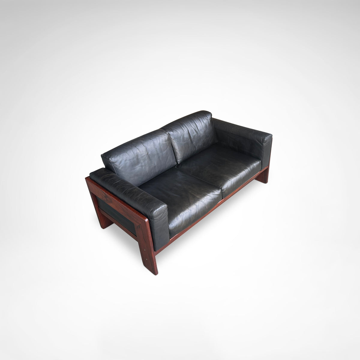 Bastiano 2-Seater Rosewood and Leather Sofa by Afra & Tobia Scarpa for Knoll International, 1980s — additional view