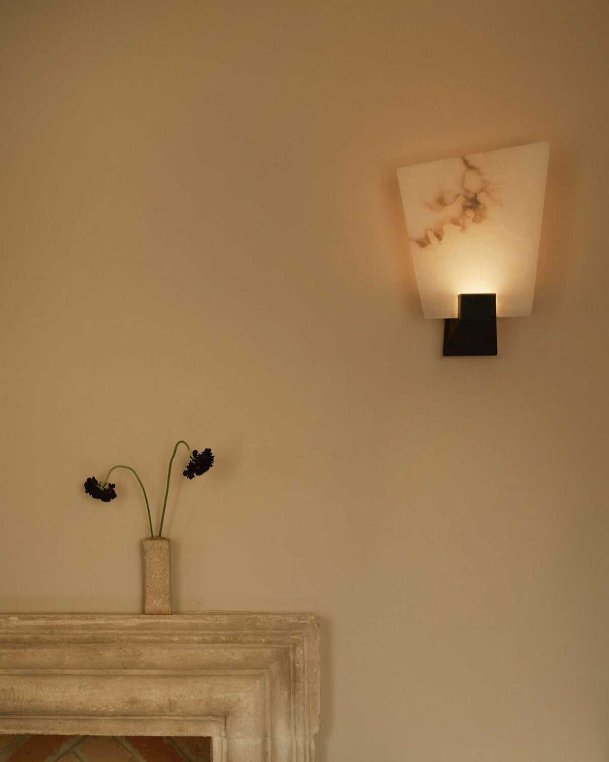 Relic wall light with frosted glass shade and dark bronze mount