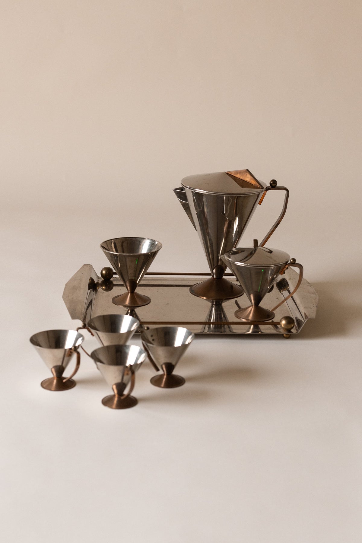 Postmodern Italian Conical Tea & Coffee Service by Maud Vaughan | The Oblist