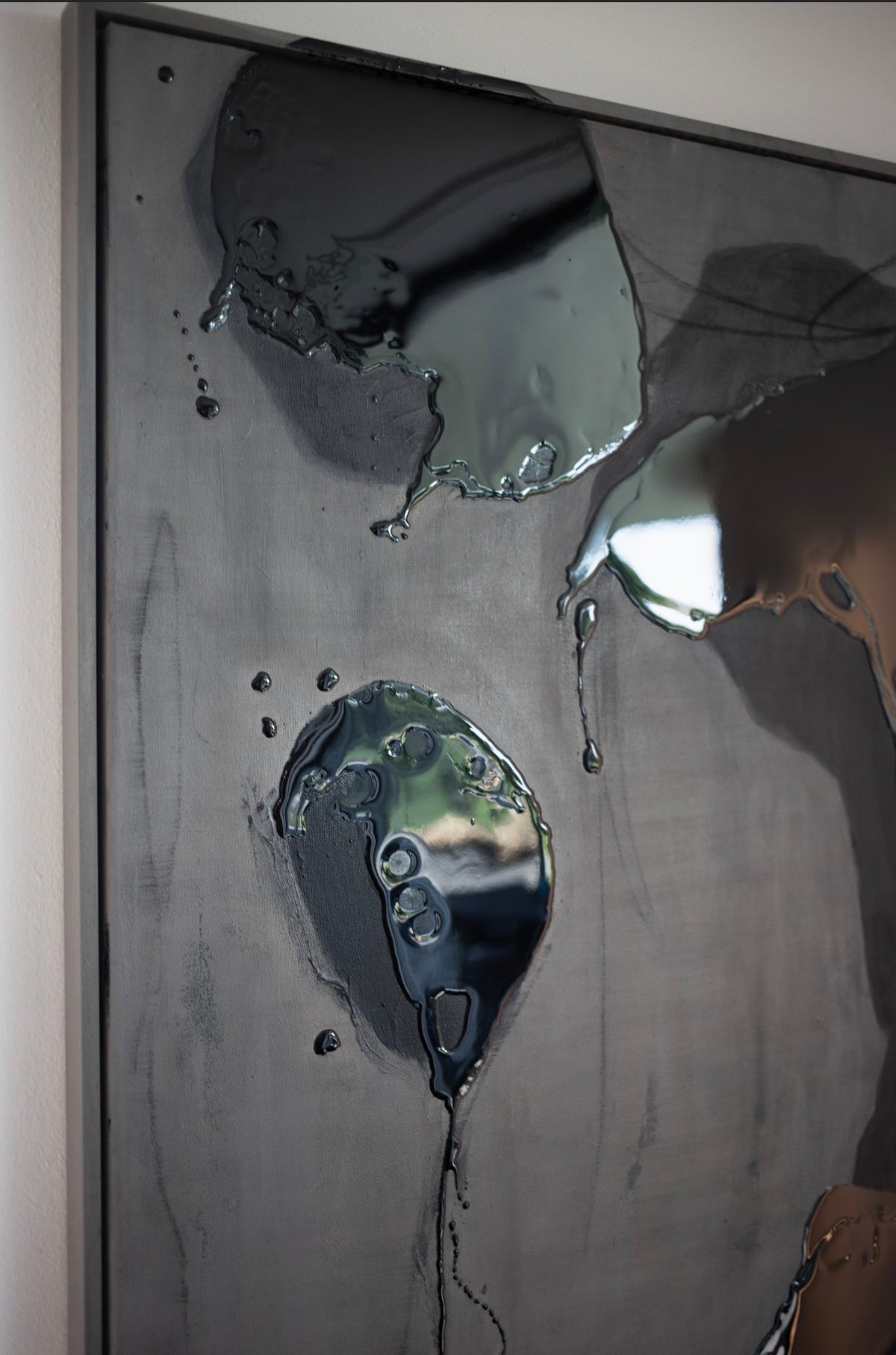 Echoes in Black - Painting — close-up of glossy black surface