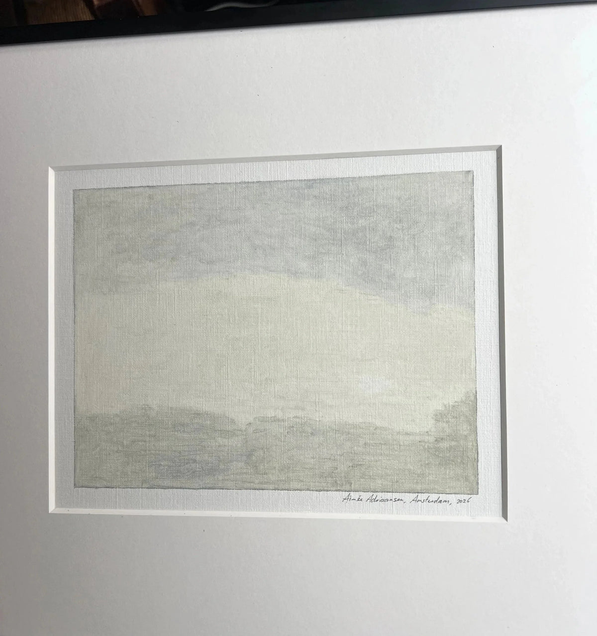 Oil Painting on Paper - 22 — framed in neutral-toned living room setting