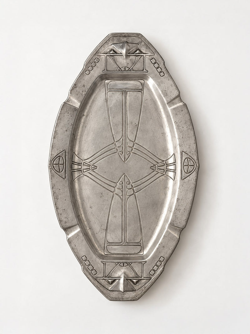 Large French Art Deco Embossed Metal Serving Tray - 1920s by Dodo Vintage | The Oblist