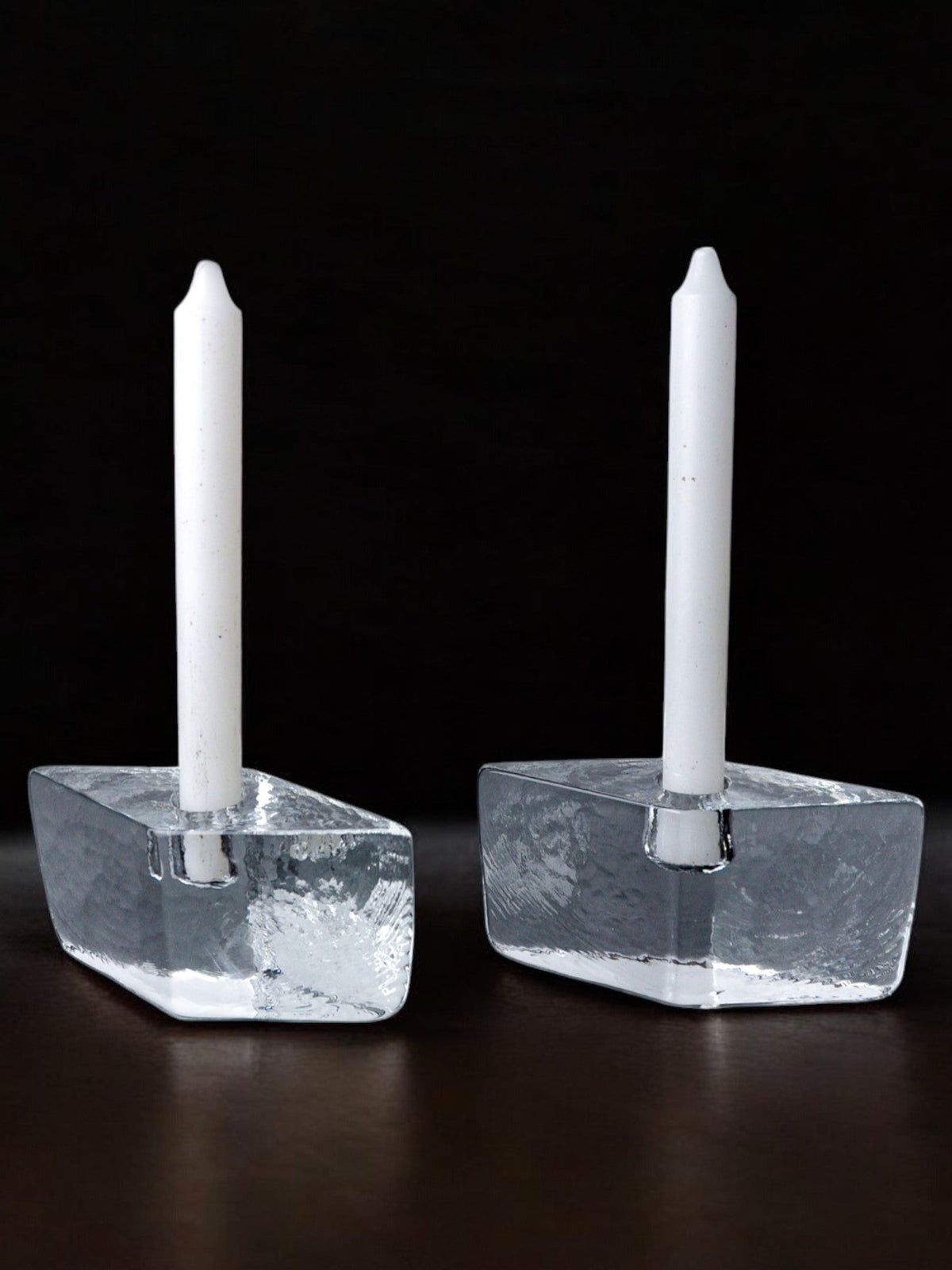 Pair of icicle candlesticks, Murano glass, Italy, 1970 by Malamar Studio | The Oblist