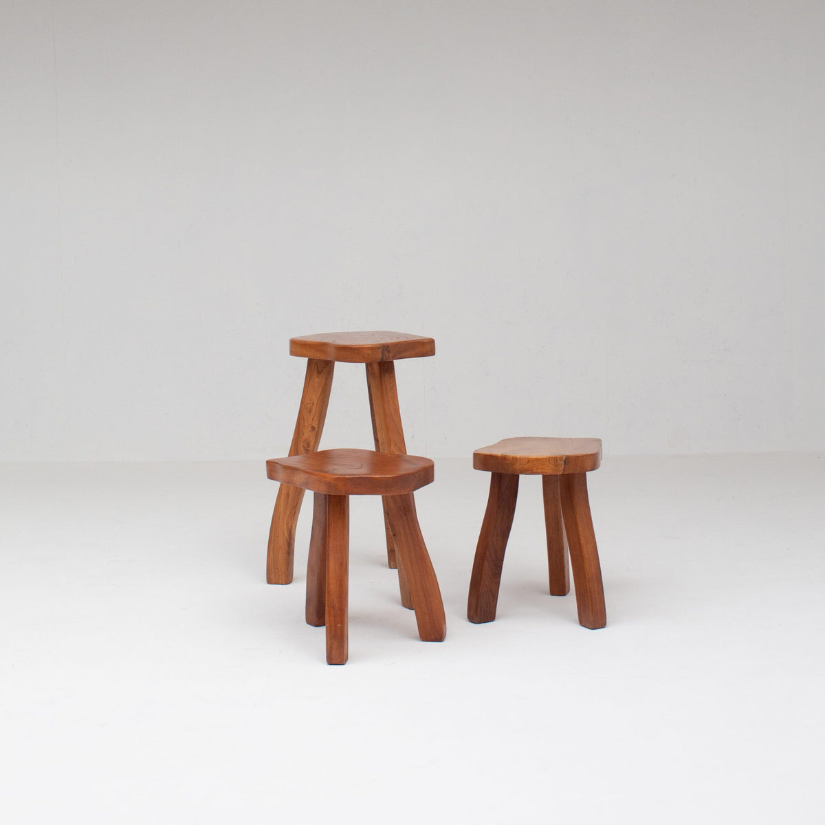 Organic Teak Stool Set — close-up