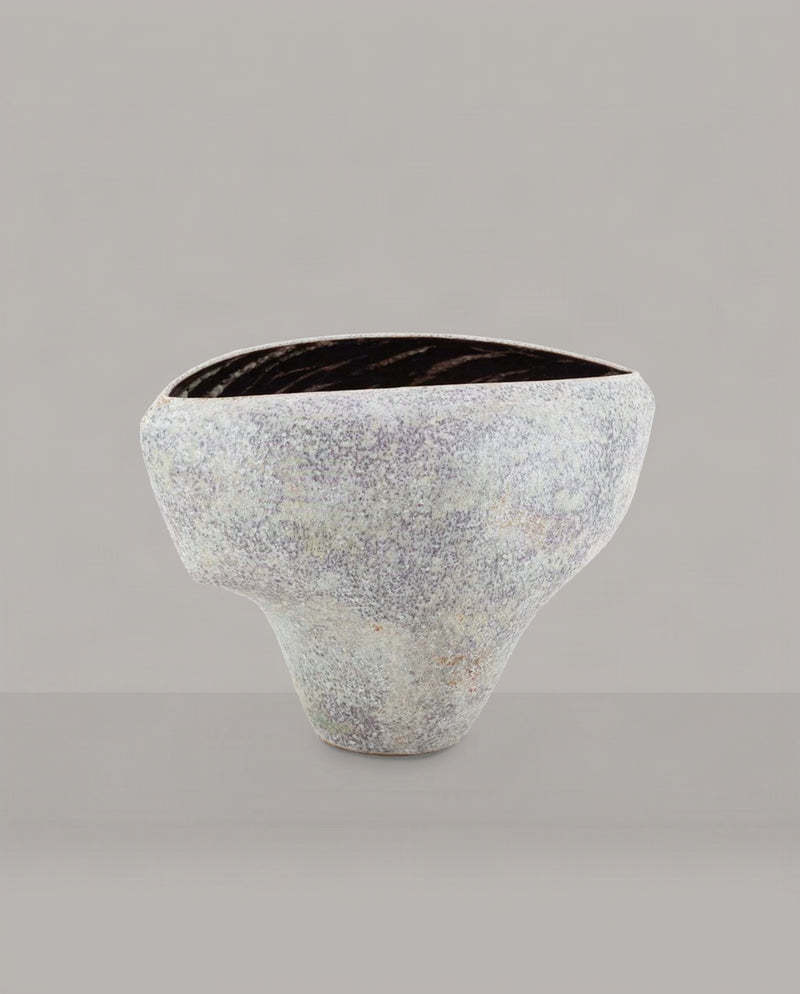A Cloven Stoneware Bowl in Lilac and Grey Glaze by Chris Carter (B. 1945) by RELIC LONDON | The Oblist