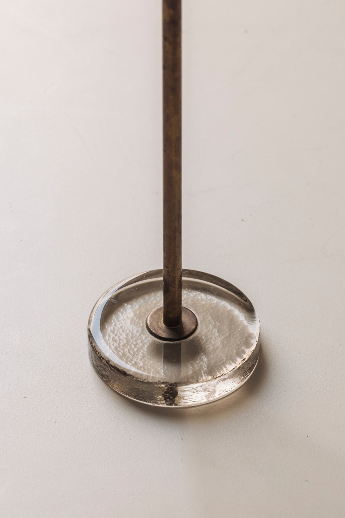 Exceptional Danish Side Table in Oak, Brass and Glass, Denmark 1960s — alternate view
