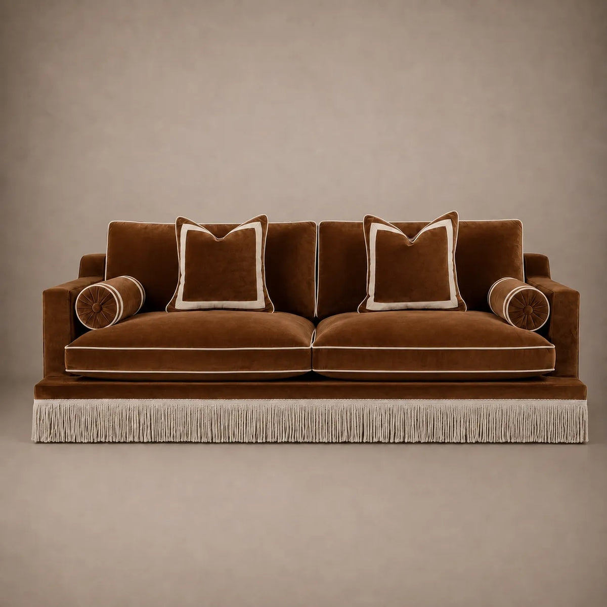 Orlando Sofa - Safari Green Velvet with Fringes & Houlès trimmings by RIJD Interior — variant detail