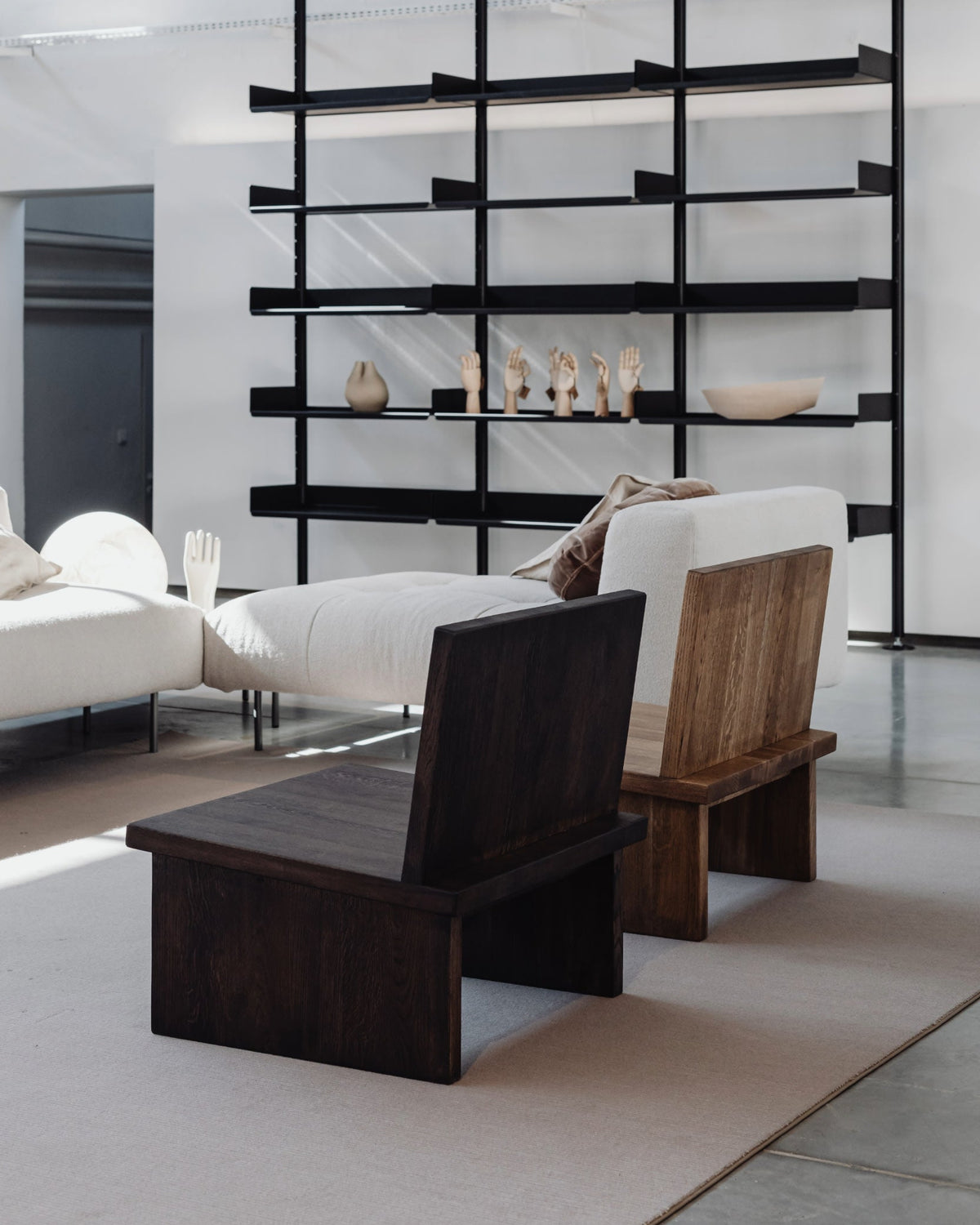 ZEBU wooden chair lifestyle view in minimalist living room setting