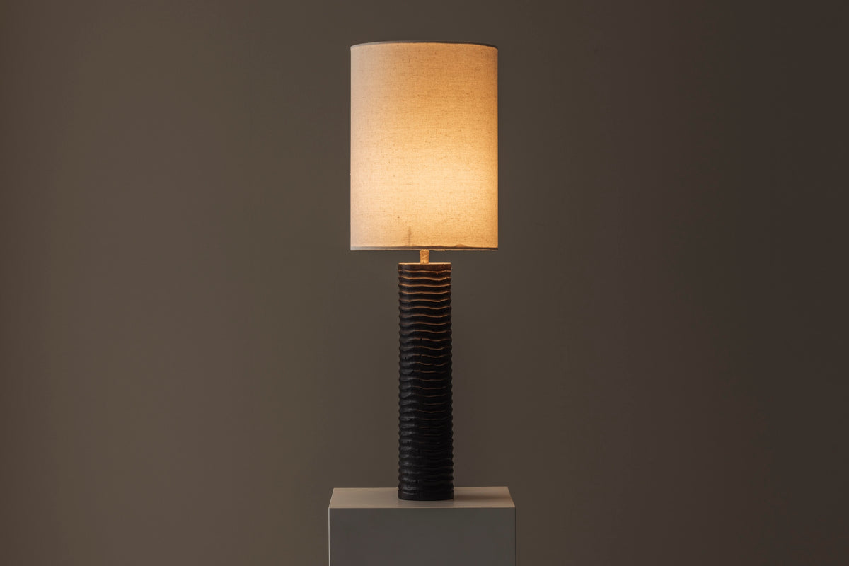 Elegant pair of French wooden carved table lamps from the 1970s. — in context