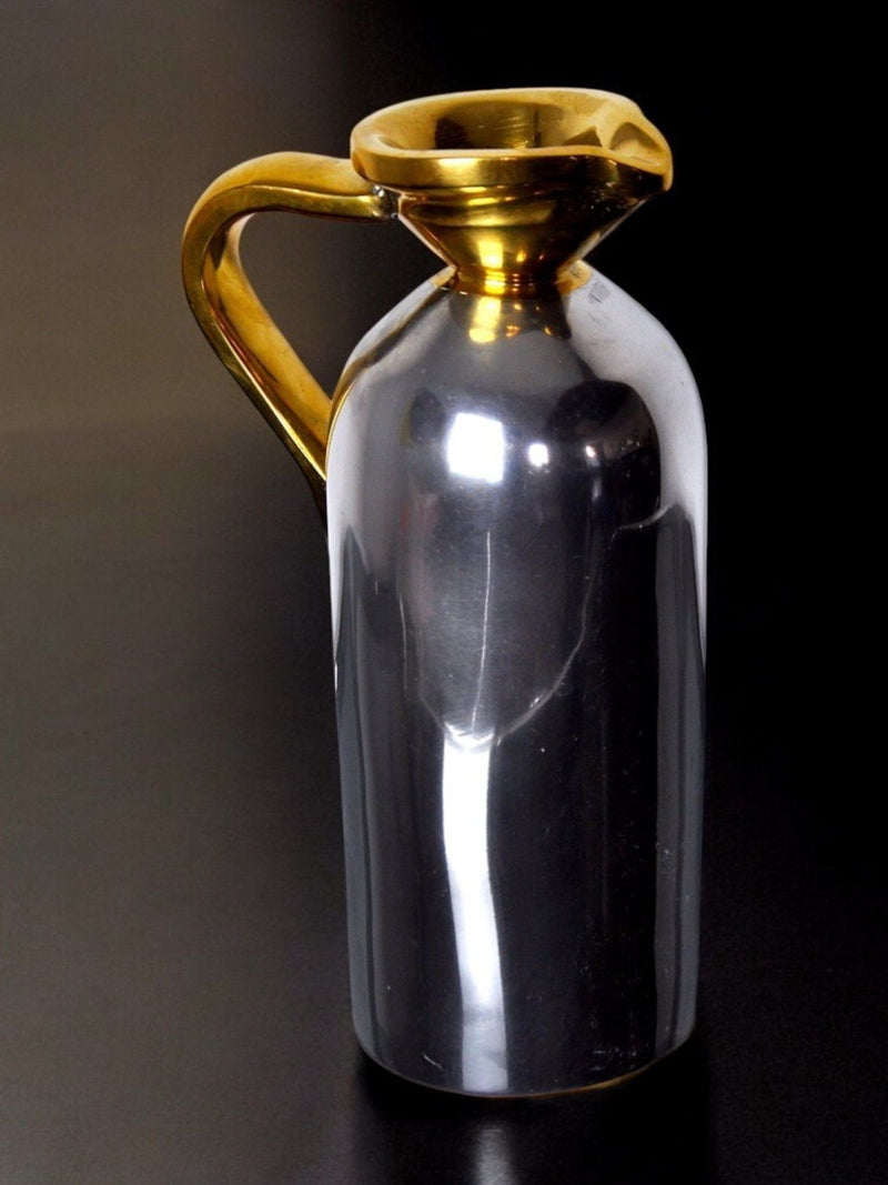 Brutalist Pitcher by David Marshall, 1980s, Spain | The Oblist — polished metal, gold handle