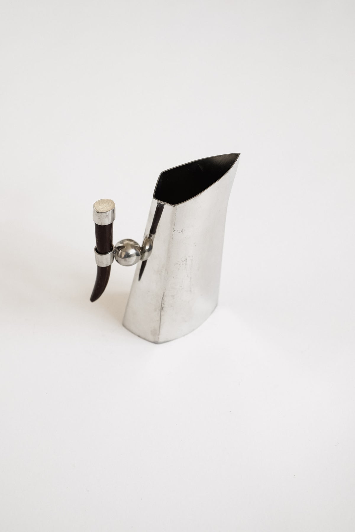 Vintage Mid-Century Schohaus Bolivian Pewter Pitcher — close-up