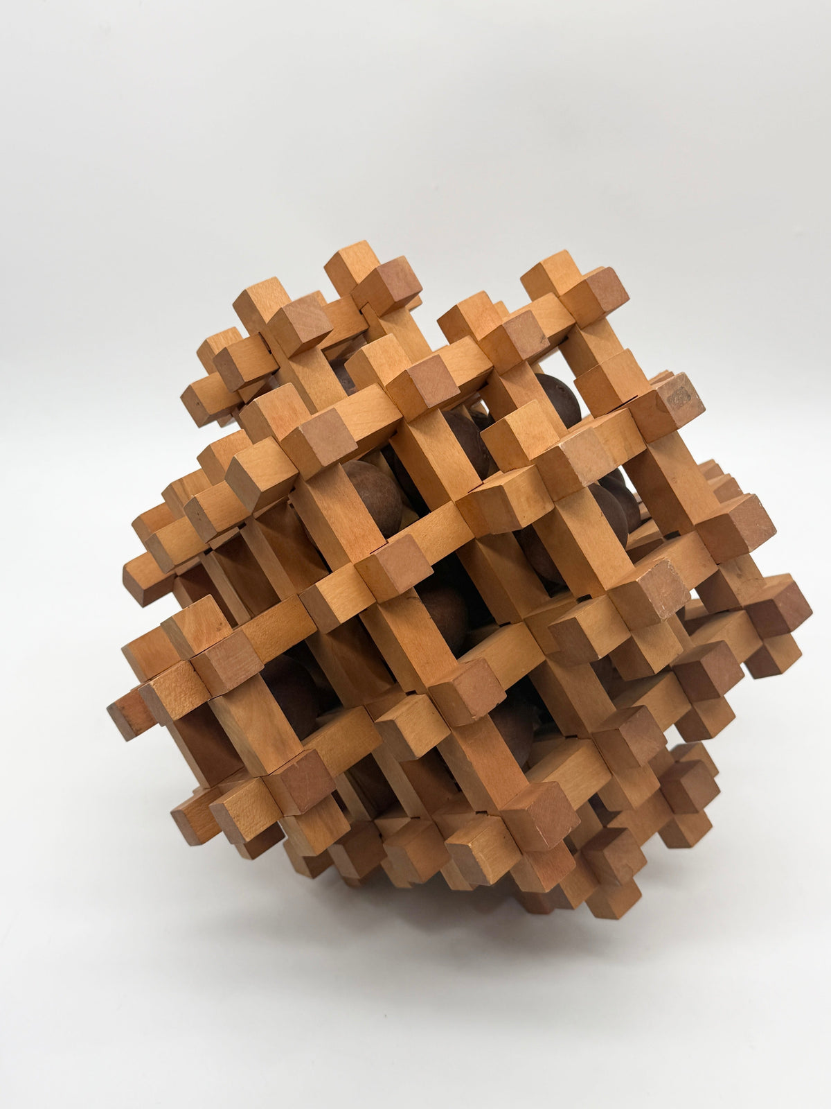 Wooden Puzzle Sculpture by Sori Yanagi, Japan, 1970s — lifestyle setting