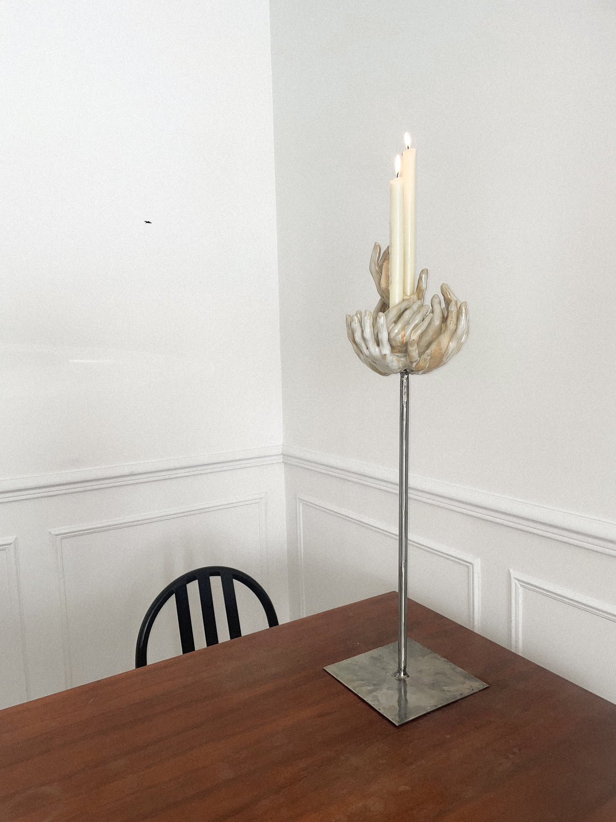 Eight-hands standing candle holder in ceramic n°66 — lifestyle setting