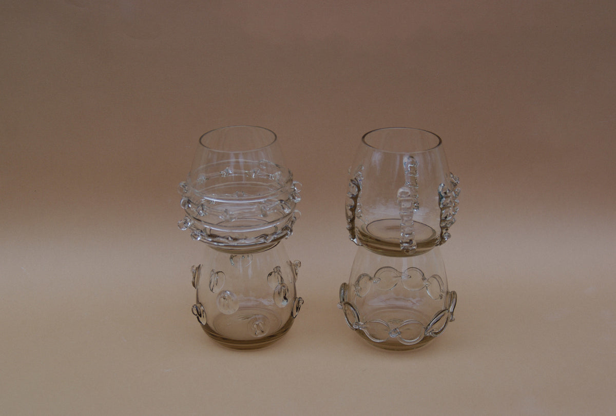 Contemporary Tumblr - Set of four handblown glass vessels by Lucie Claudia Podrabska | The Oblist — handcrafted clear glass