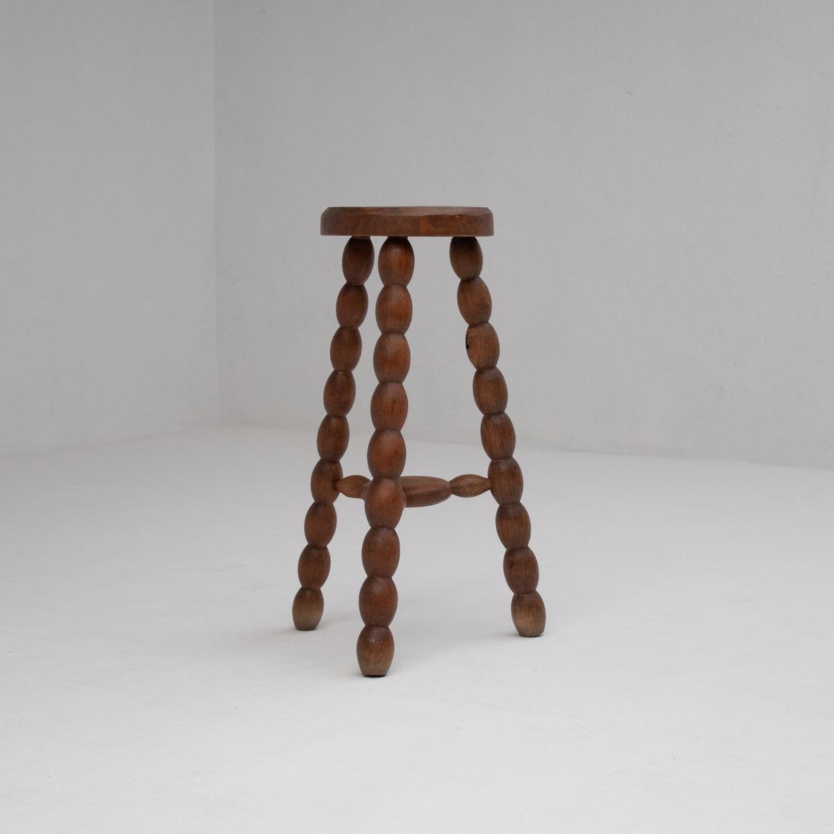 Bobbin Stool in Solid Walnut Wood — detail view