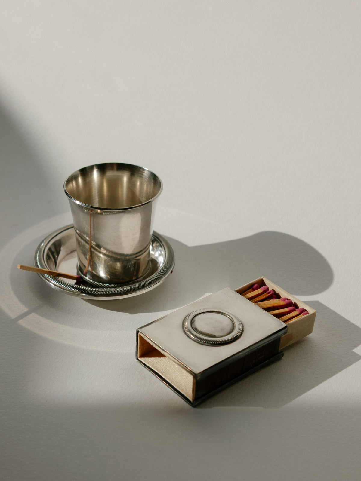Ravinet d’Enfert Art Deco Smoking Set in Original Box | France - c. 1950s — lifestyle setting