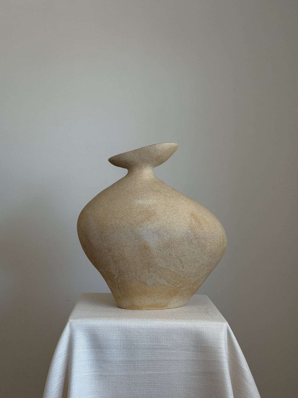 Asymmetric Vase in Ceramic and Stone | Wabi-sabi Sculptural Vase — alternate view