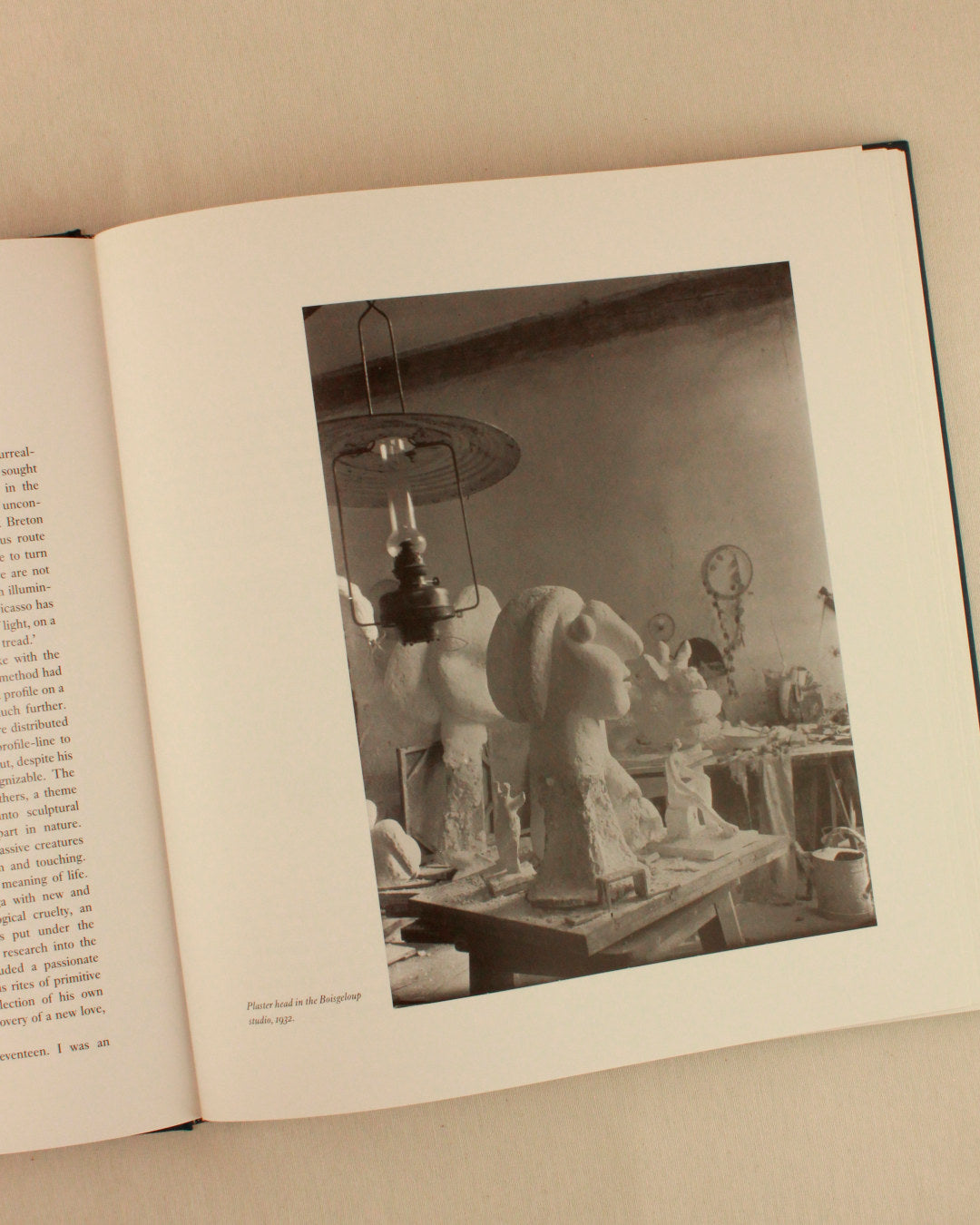 PICASSO 'THE MASTERWORKS' — black and white photo of sculpting workspace