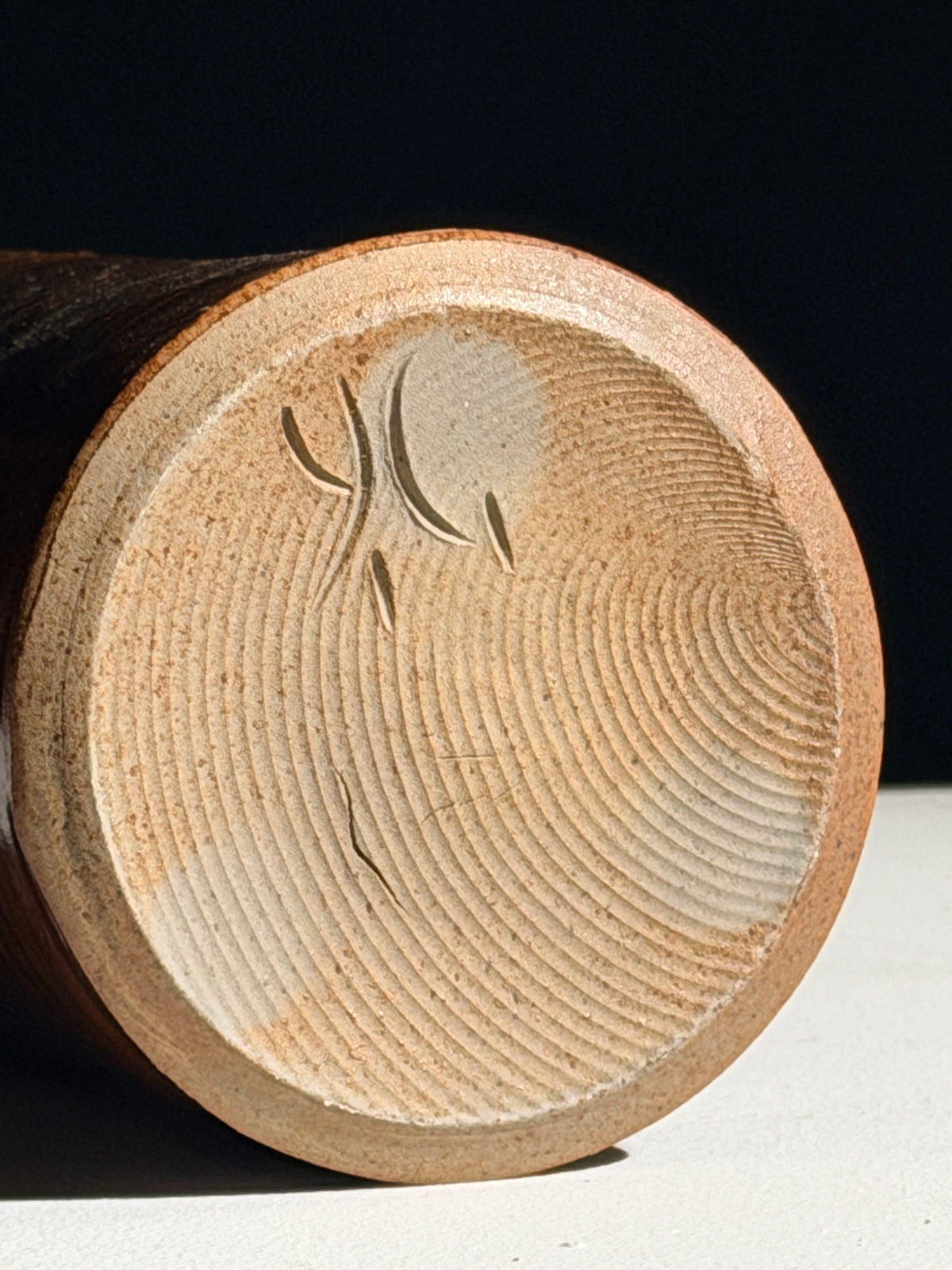 Large Glazed Stoneware Bud Vase – La Borne, 1960s — side angle