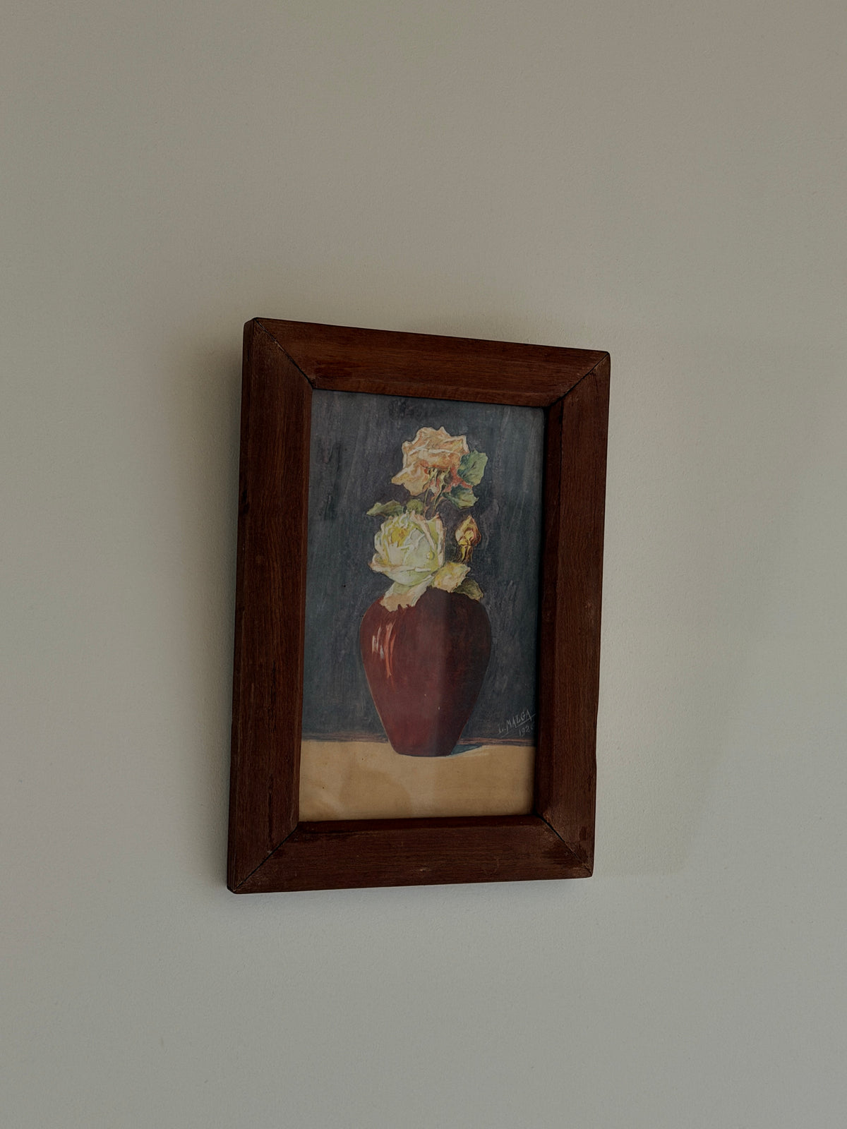 Framed drawing by L. Malga, France, dated 1926 — side angle