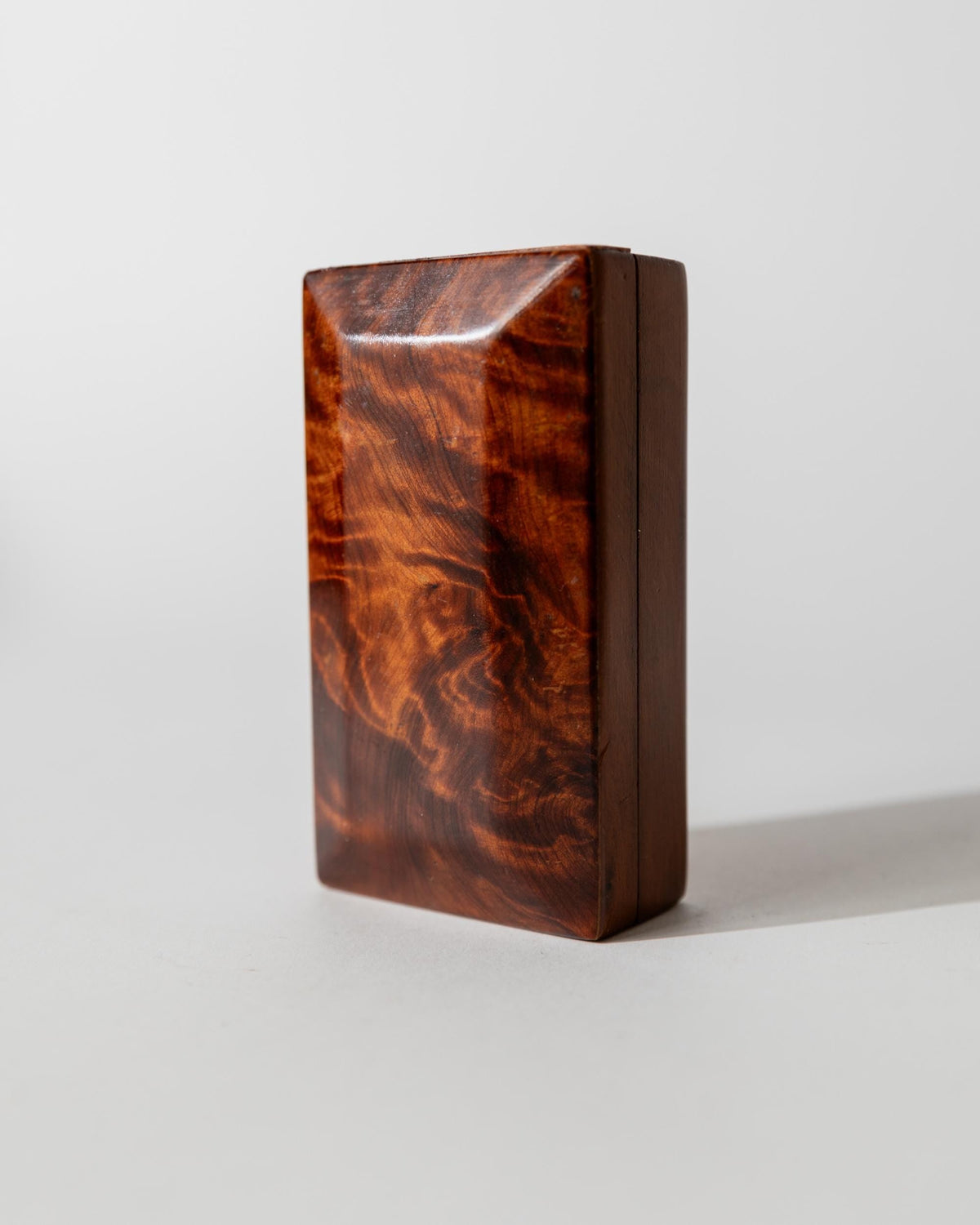 Vintage 1970s Burl Wood Desk Set of 3 Boxes, Different Sculptural Shapes, Mid Century Wooden Storage, Elegant Office Accessories, Gift Idea — close-up