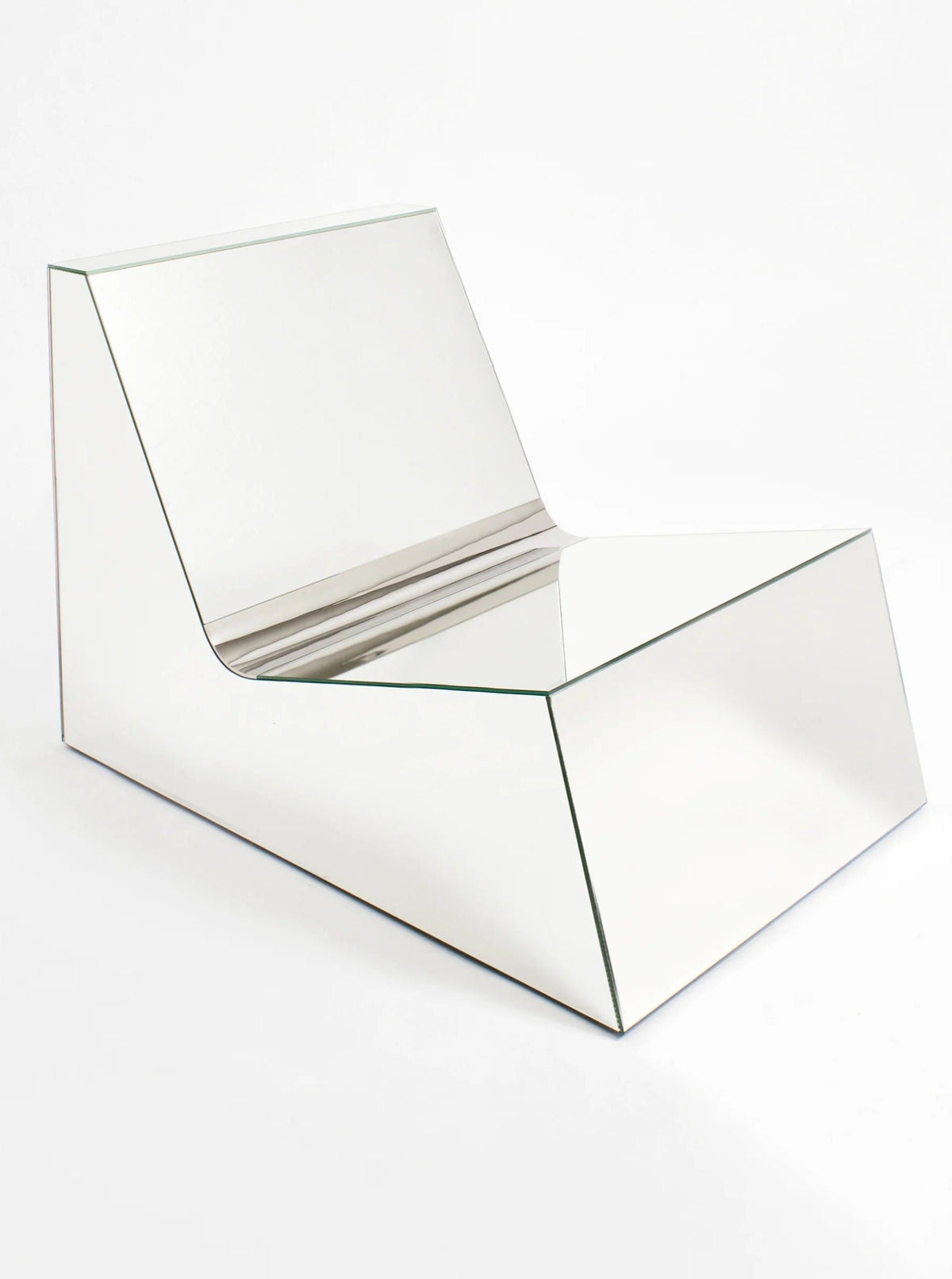 Mirror Lounge Chair — back view highlighting mirrored surface and clean lines