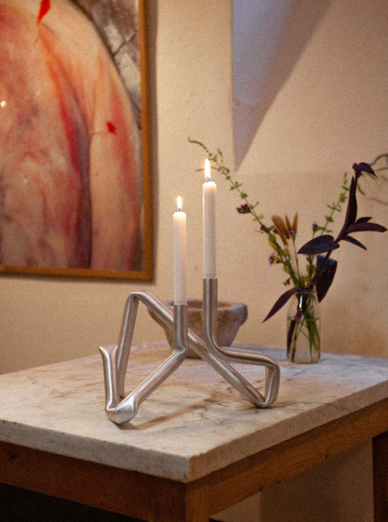 Bucatini Candle Holder (Brushed Aluminium) by AOT STUDIO | The Oblist