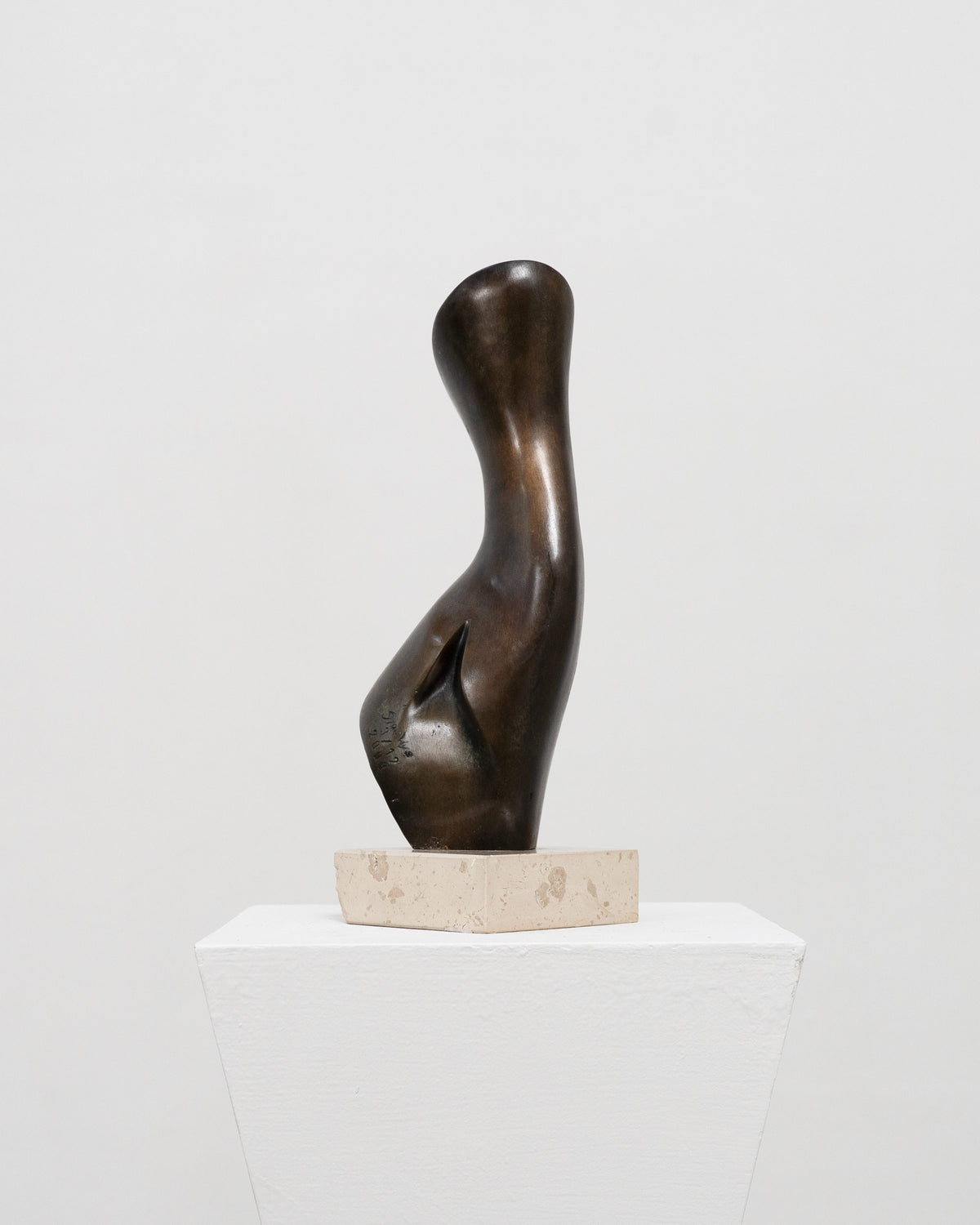 Abstract bronze sculpture on marble base by Stanislaw Wysocki