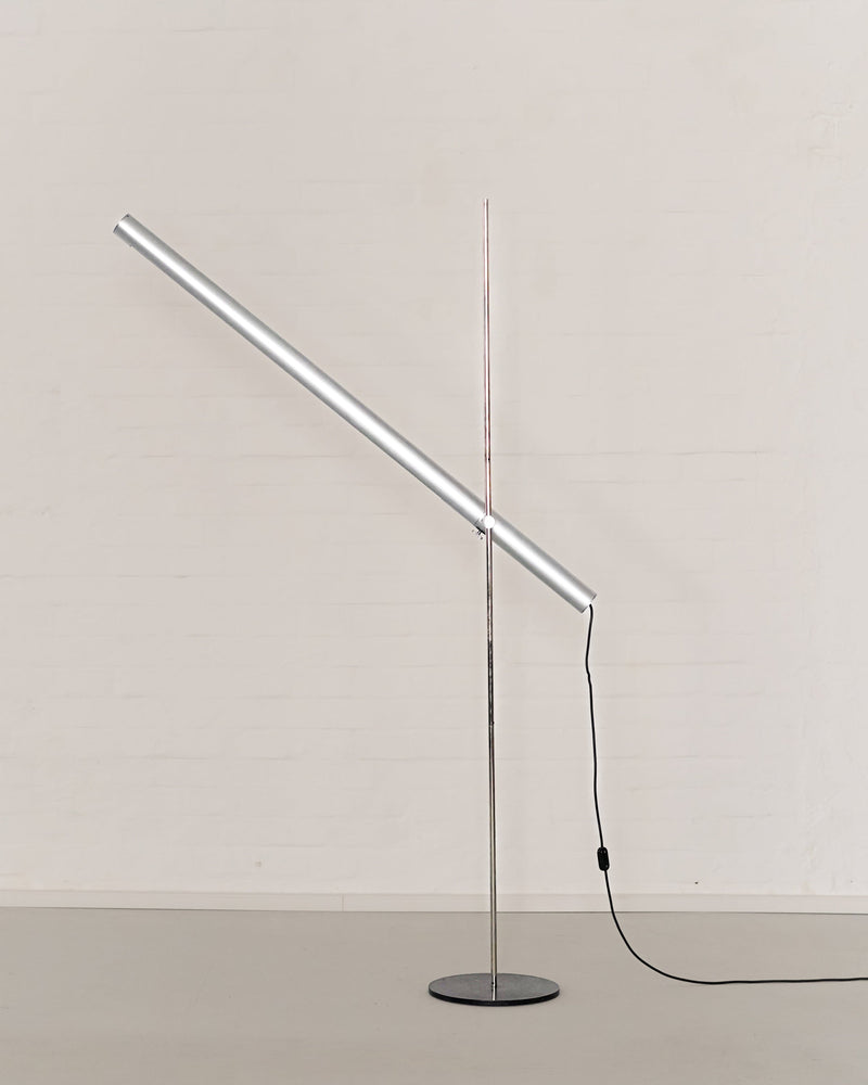 Modern silver LED floor lamp M60 with adjustable arm and cord